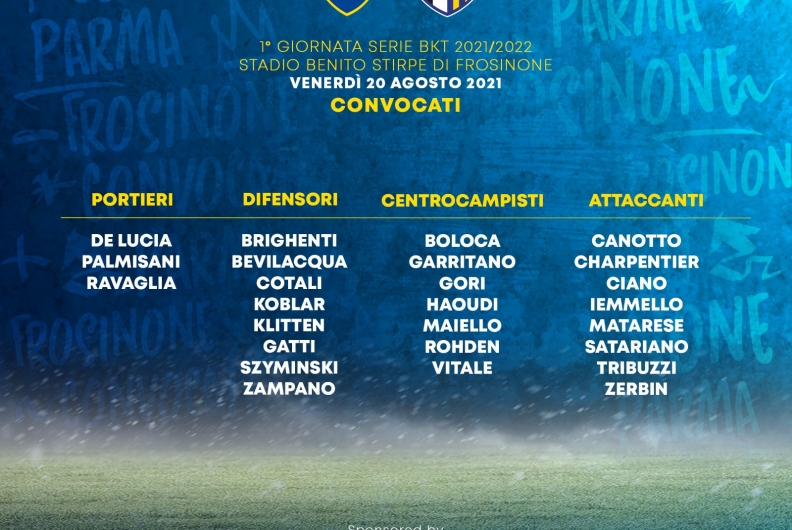FROSINONE-PARMA, I CONVOCATI