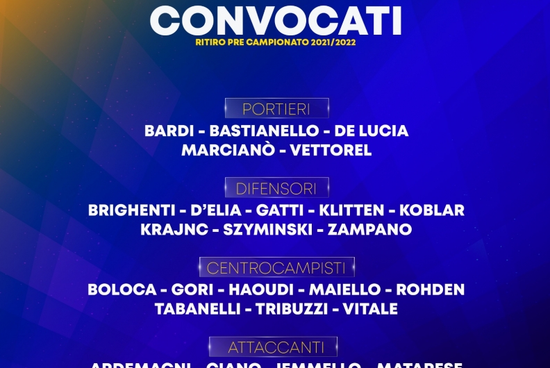 STAGIONE 2021/22, LA LISTA DEI CONVOCATI